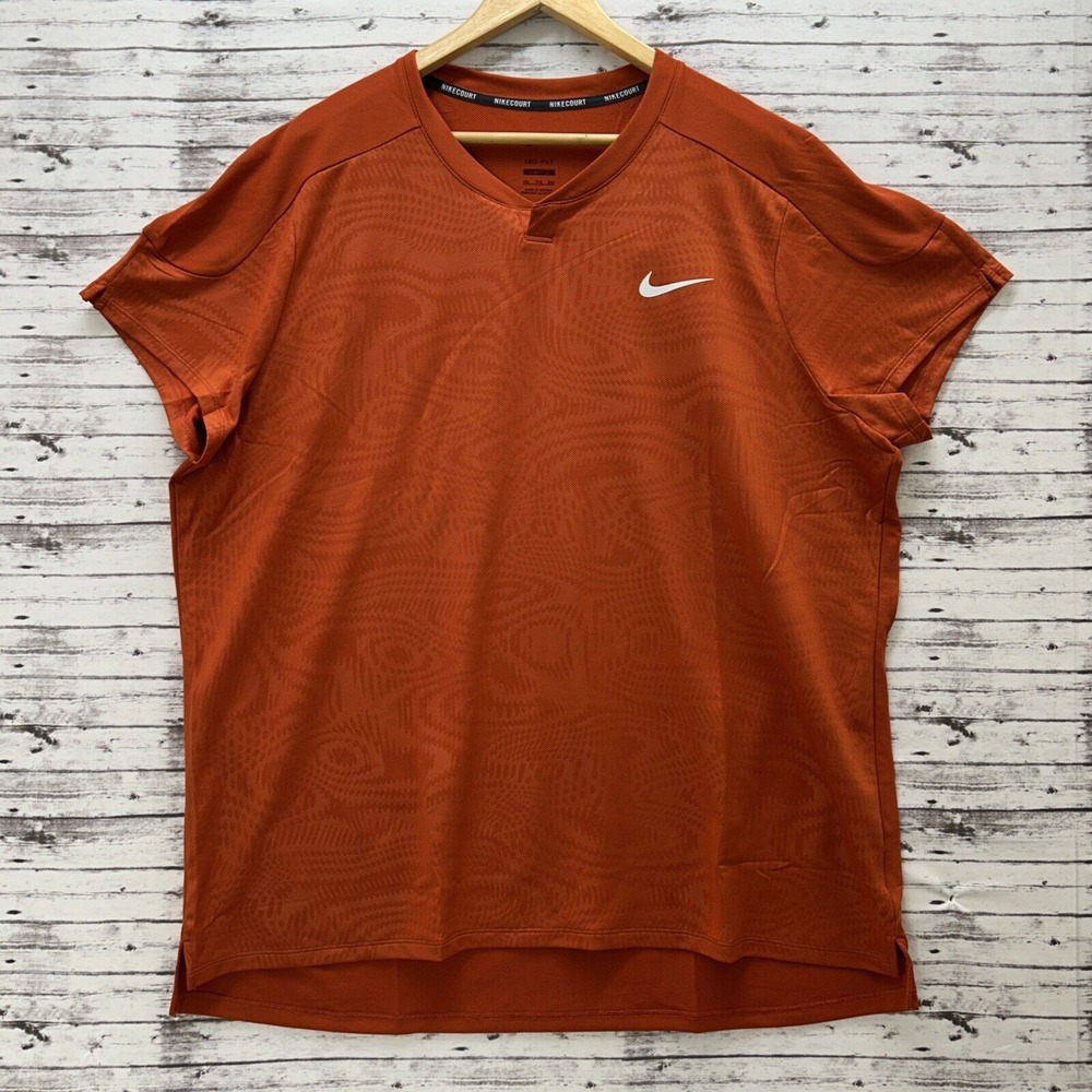 Nike Court Tennis Shirt Slam Men's Size 2XL Orange Rolan Garros 24 FD5261-811